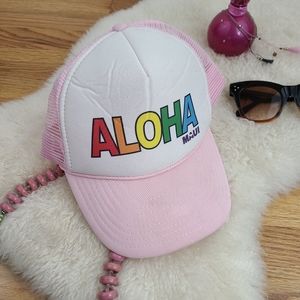 Aloha Maui Pink Rainbow Trucker Snapback Hat